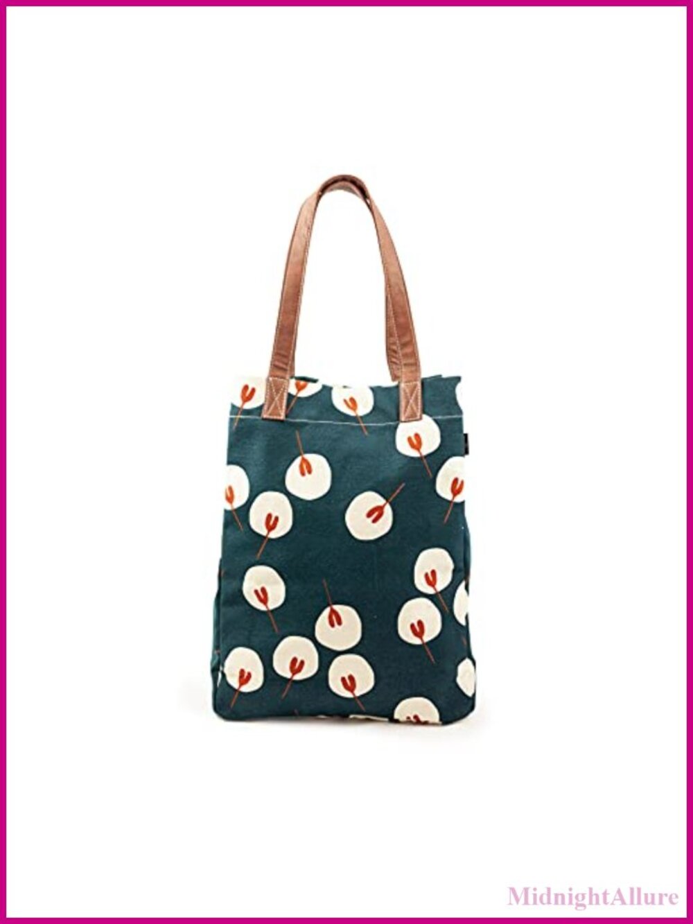 Recycled Canvas Market Tote Bag with Vegan Leather Handles